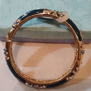 unknown Jewelry - Teal/Gold Open Clasp Bracelet unknown Jewelry - Teal/Gold Open Clasp Bracelet
